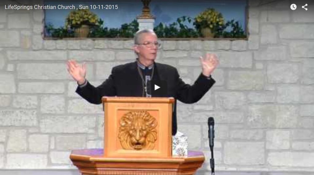 Pastor delivering sermon at church podium