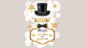 Magic show poster with hat and stars