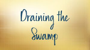 Text saying 'Draining the Swamp' on yellow background