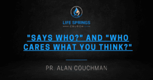 Church sermon title by Pr. Alan Couchman