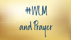 Hashtag WLM and Prayer on golden background