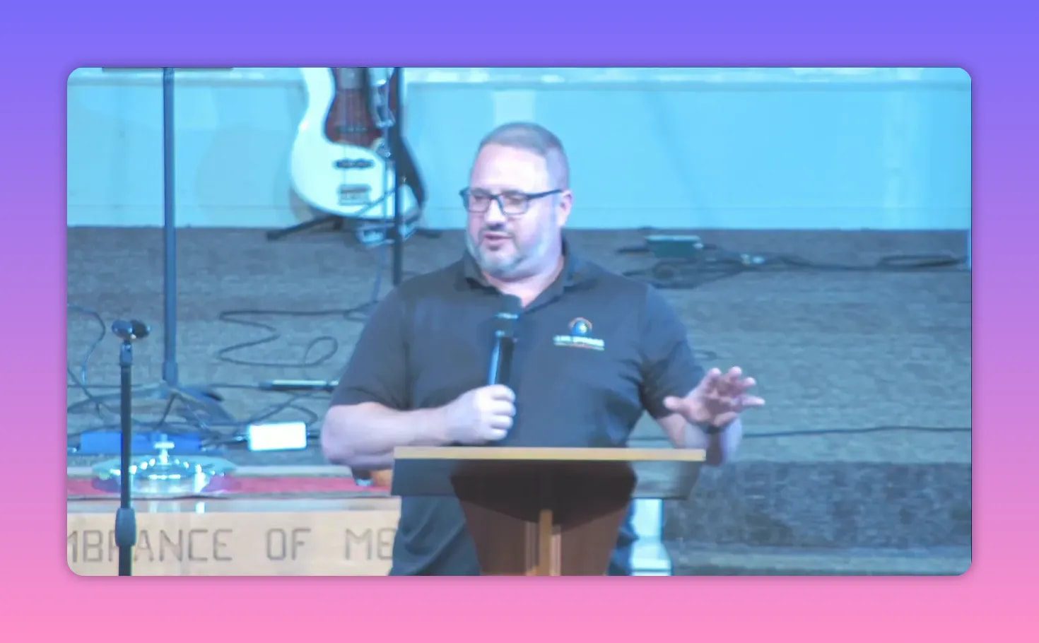 Church speaker at a podium discussing Easter hope and God’s faithfulness when hopes collapse