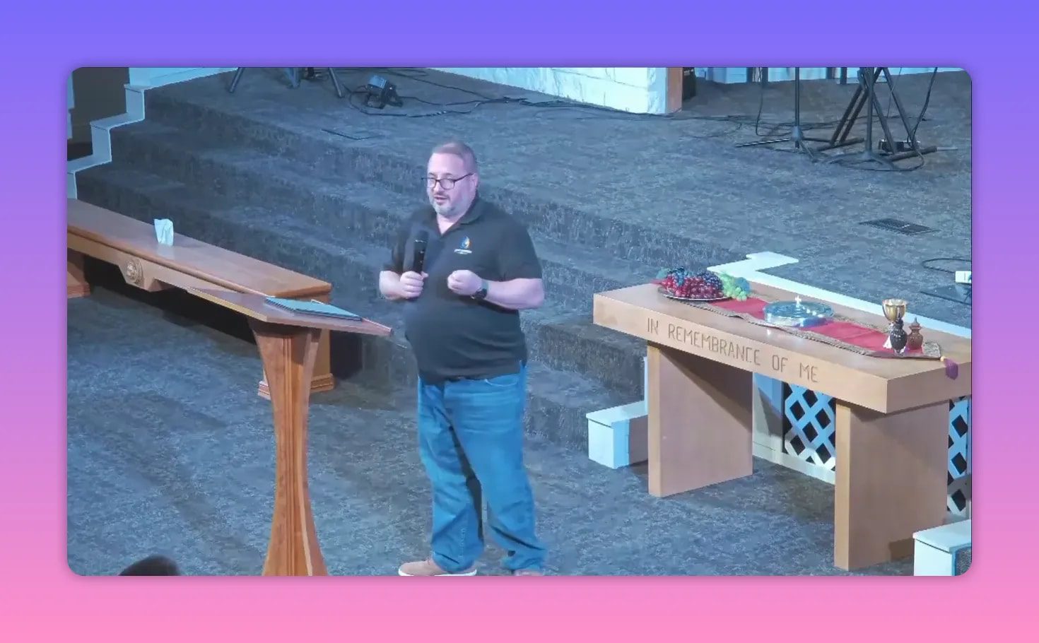 Preacher speaking at the pulpit in a church auditorium