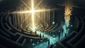 Symbolic illustration of Jesus’ gospel as living good news—light breaking through darkness and opening a path toward renewal and freedom.